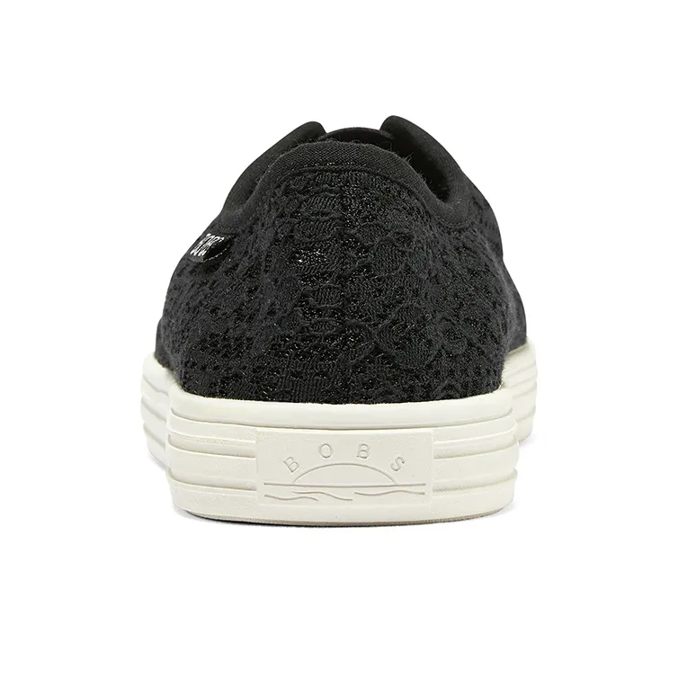 Skechers Wide Fit Anti Slip Wear Resistant Low Top Canvas Shoes Women's Black-3