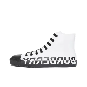 Burberry Slip Resistant High Top Canvas Shoes Men's Black White