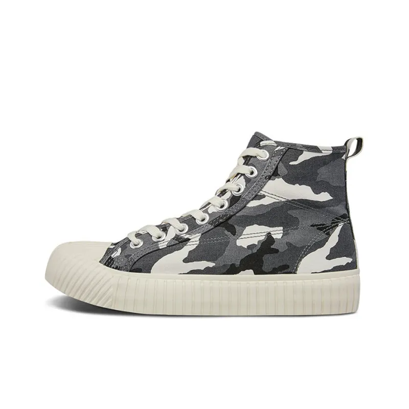Kappa Anti-Slip Wear-Resistant High-Top Canvas Shoes Unisex Camouflage Blue-0