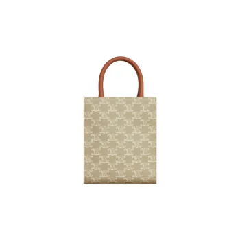 CELINE Cabas Cow Leather Binding Tote Bag, Shopping Bag, Shoulder Bag, Crossbody Bag, Handbag Mini Men's Beige Brown