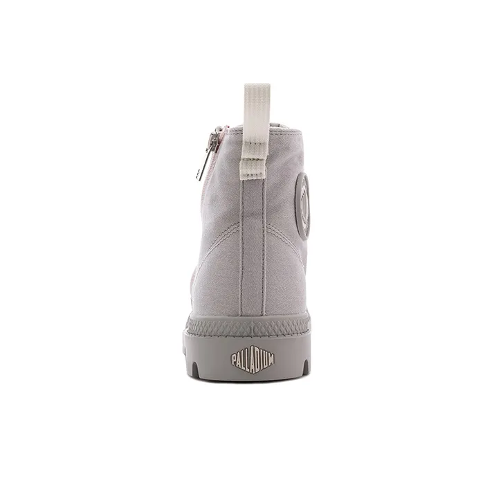 Palladium Pampa Wear Resistant High Top Canvas Shoes Unisex Light Gray-2