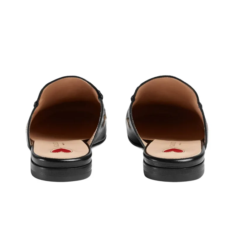 GUCCI 2015 Re Edition Princetown Leather Patchwork Slip Resistant Closed Toe Slippers Women's Black-3