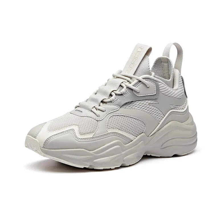 Anta Cushioned Slip-Resistant Breathable Coverage Mid-Top Chunky Sneakers Men's Light Gray-2