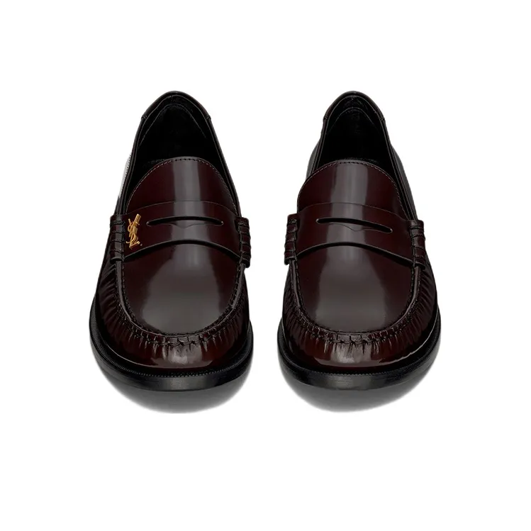 SAINT LAURENT High-shine Leather Loafers-3