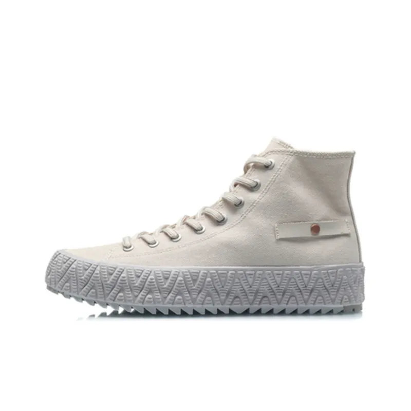 LiNing CF High Top Canvas Shoes Men's Swan White-0