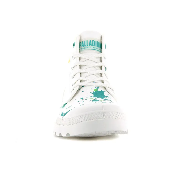 Palladium Pampa Hi Explore Anti Slip And Wear Resistant Breathable High Top Canvas Shoes Unisex White Green-3