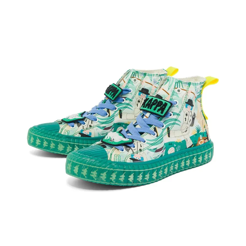 SUNJIAYI x Kappa Wear Resistant High Top Canvas Shoes Unisex Yellow Green-2