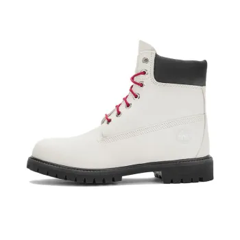 Timberland Premium 6 Inch Boots 'White Nubuck With Red'