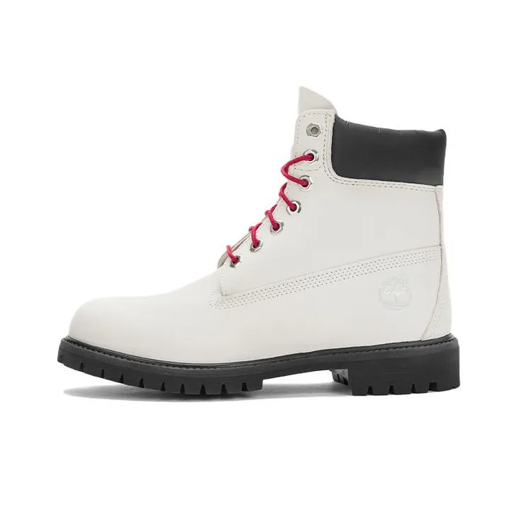 Timberland Premium 6 Inch Boots 'White Nubuck With Red'-0