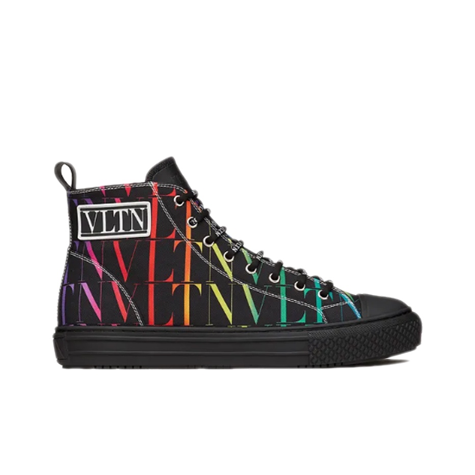 Valentino Giggies Canvas Shoes Men High-Top Black - POIZON