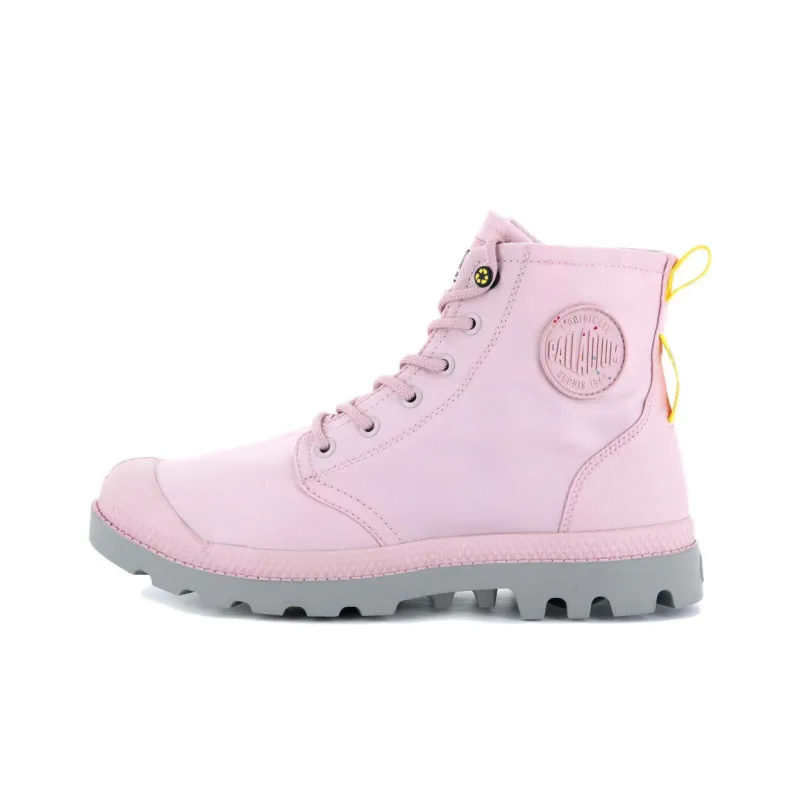 Palladium Pampa Rcycl Wp 2 Wear-resistant And Waterproof High-Top Canvas Shoes Unisex Pink-0