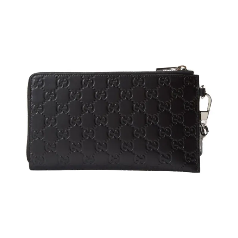 GUCCI Genuine Leather Clutch Men's Black-2