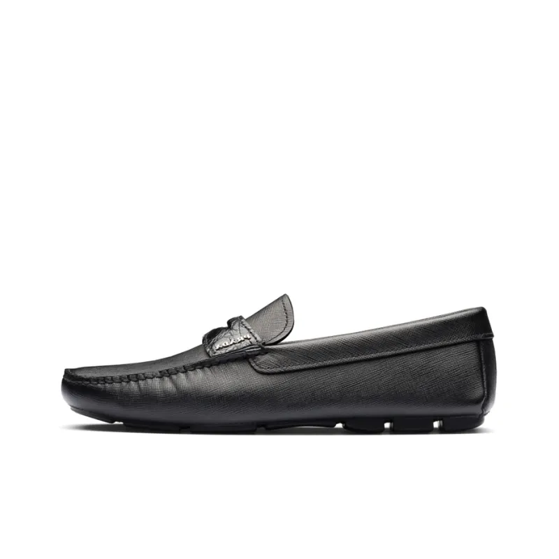PRADA Saffiano Men's Casual Shoes Men Low Top Black-0