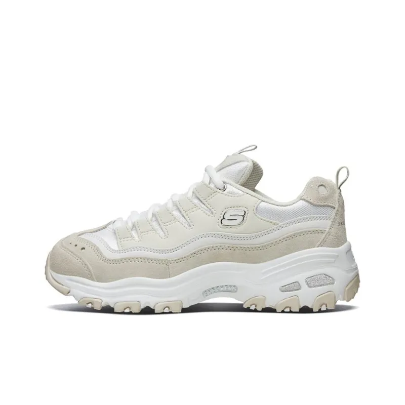 Skechers D'Lites 1.0 Chunky Sneakers Women's Low Top White/Light Brown-0