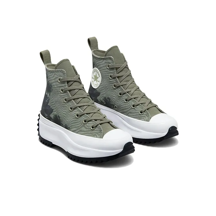 Converse Run Star Hike Platform Wear Resistant High Top Canvas Shoes Unisex Green-2