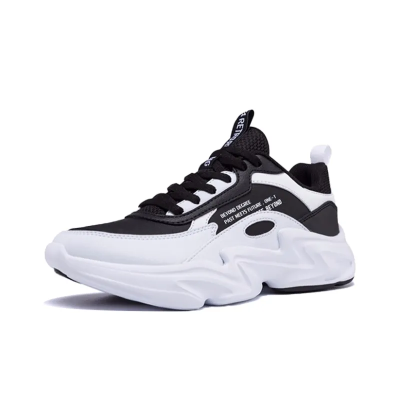 361° Wear resistant Non slip And Breathable Low Top Chunky Sneakers Women's White Black-2