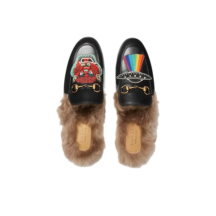GUCCI Princetown Wrap-toe Slippers Women's Black-3