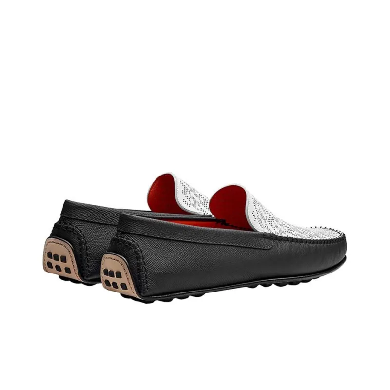 HERMES Gommino Loafers Women's Black/White-4