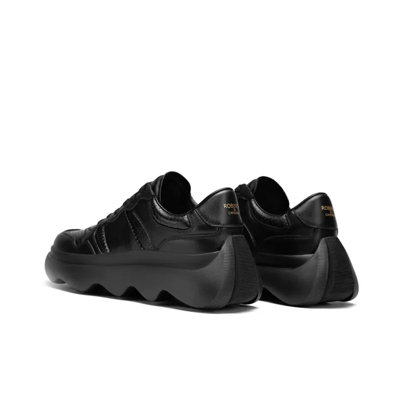 ROBERTA DI CAMERINO Cow Leather Chunky Sneakers Men's Black-3
