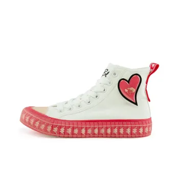 Kappa Anti Slip Wear Resistant High Top Canvas Shoes Women's Pink White