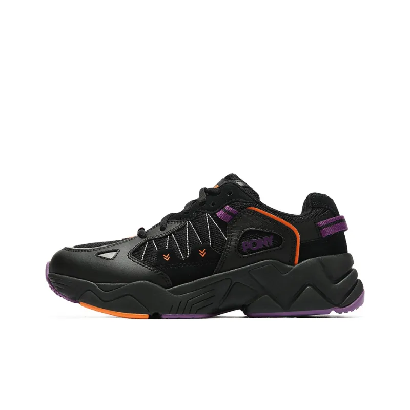 PONY Slip Resistant, Abrasion Resistant, Breathable Low Top Chunky Sneakers Women's Black-0
