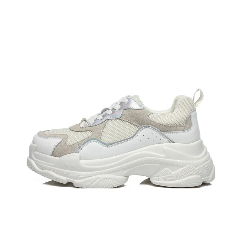 EVERAU Chunky Sneakers Women's Low Top White-0