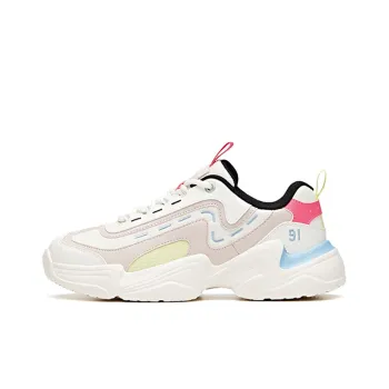 Anta Life Collection Cushioning Anti Slip And Wear Resistant Low Top Chunky Sneakers Women's White Black Pink