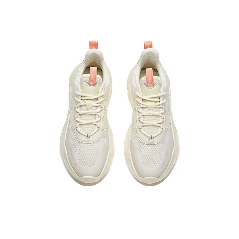 Anta Shock Absorbers Slip Resistant, Abrasion Resistant, Breathable Low Top Chunky Sneakers Women's Light Beige White-2