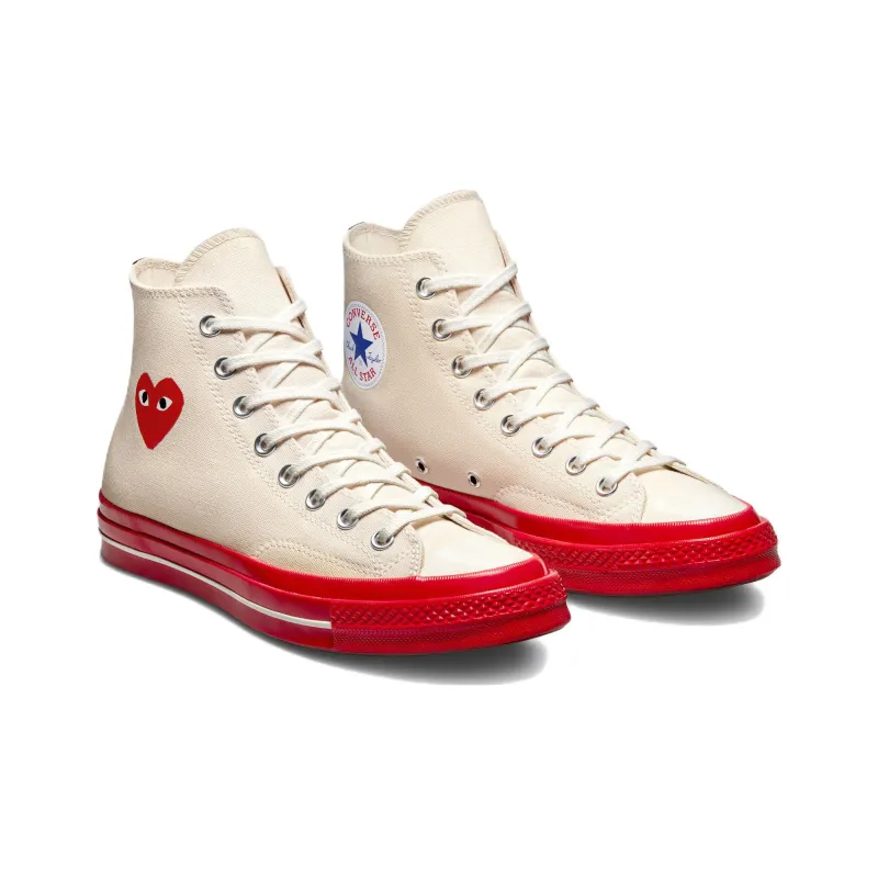 Converse Chuck Taylor All Star 70 Hi Comme Des Garcons Play Egret Red Midsole-2