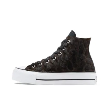 Converse Chuck Taylor All Star Lift Platform Animal Print Wear-Resistant High-Top Canvas Shoes Women's Black