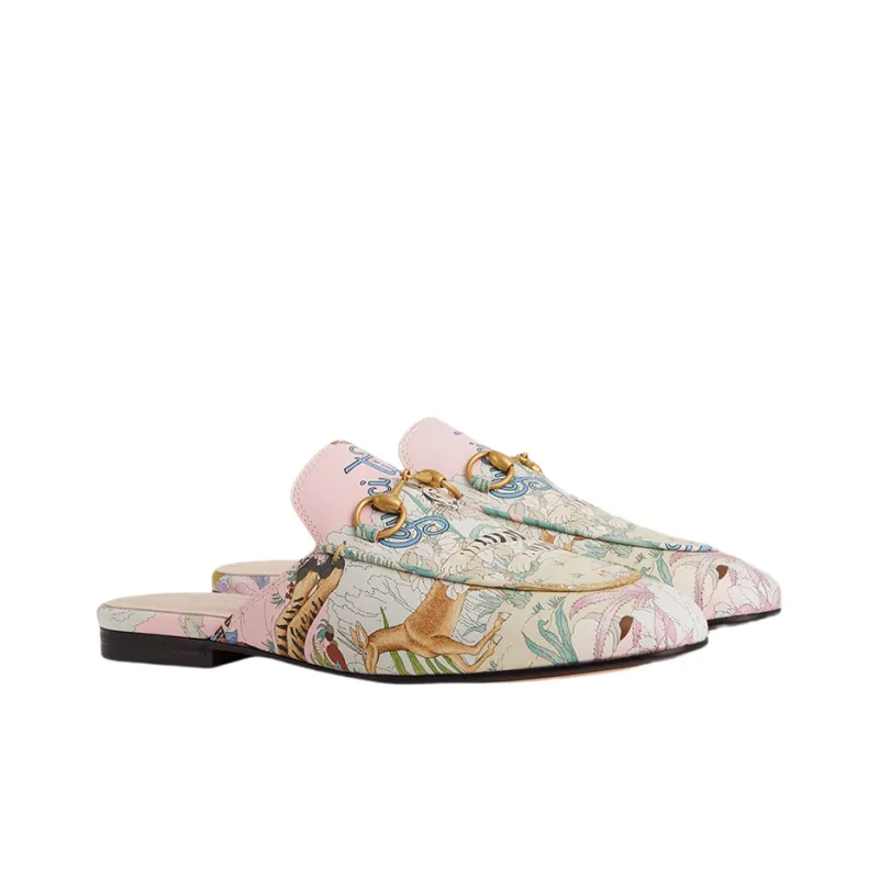 GUCCI Princetown Wrap-toe Slippers Women's Pink-1