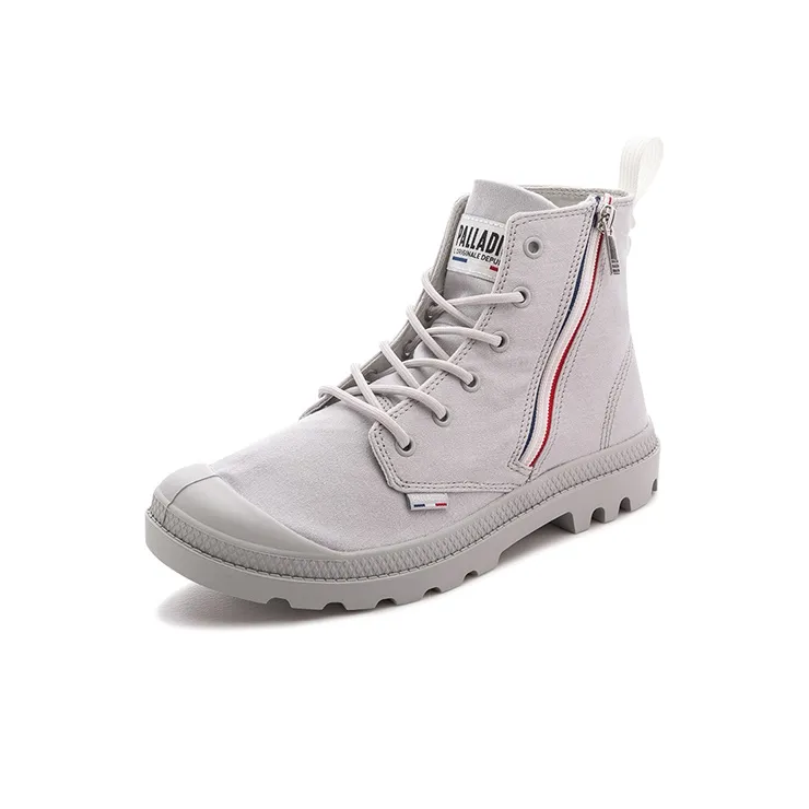 Palladium Pampa Wear Resistant High Top Canvas Shoes Unisex Light Gray-1