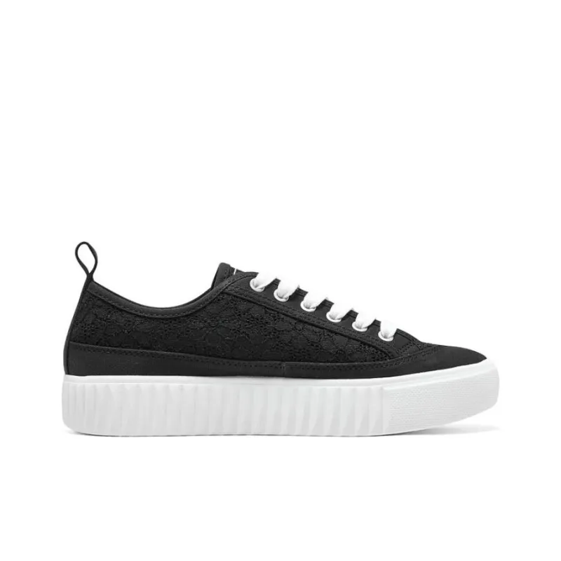 Skechers Royal Kiss Anti Slip Wear Resistant Lightweight Breathable Supportive Low Top Canvas Shoes Women's Black White-1