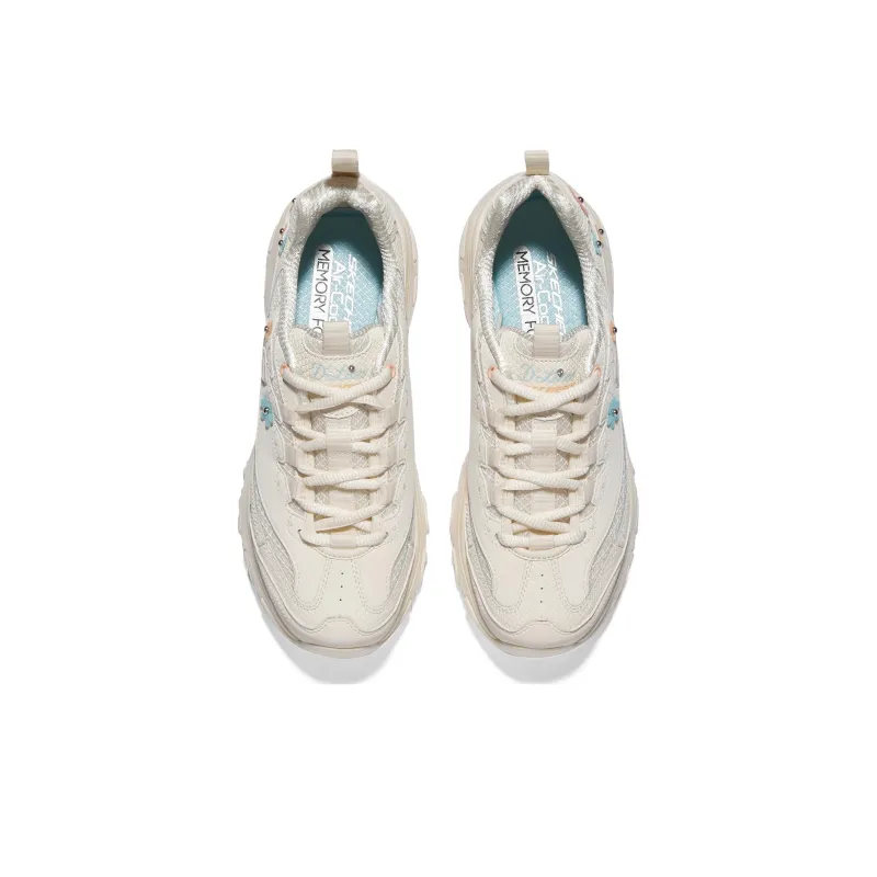 Skechers D'Lites 1.0 Chunky Sneakers Women's Low Top Beige/White/Blue-3