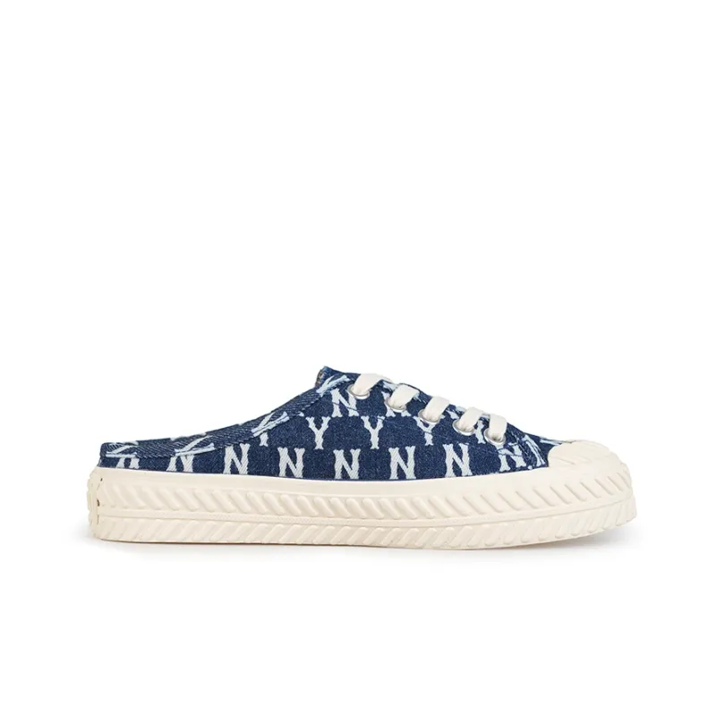 MLB Playball Mule Mono Denim Wear Resistant Low Top Canvas Shoes Unisex Denim Dark Blue-1
