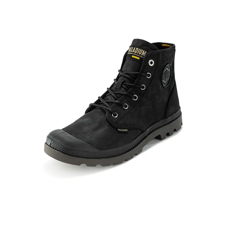 Palladium Pampa Anti Slip Wear Resistant Breathable Water Resistant Cushioning High Top Canvas Shoes Unisex Black-1