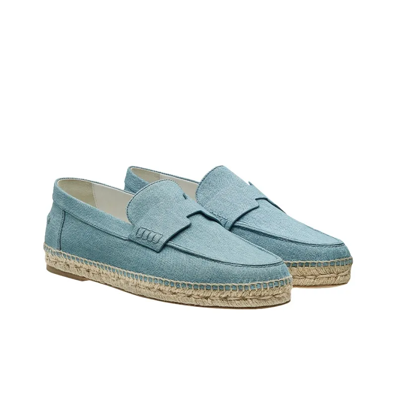 HERMES Trip Casual Flat Shoes Women's Denim Blue-2