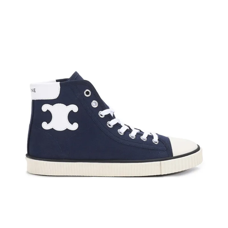 CELINE High Top Canvas Shoes Women's Marine Blue-1
