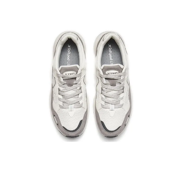 XTEP Cushioning Anti Slip And Wear Resistant Low Top Chunky Sneakers Men's White Gray-3