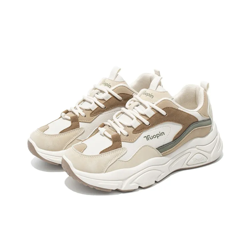 TUOPIN Low Top Chunky Sneakers Women's Beige Khaki-2
