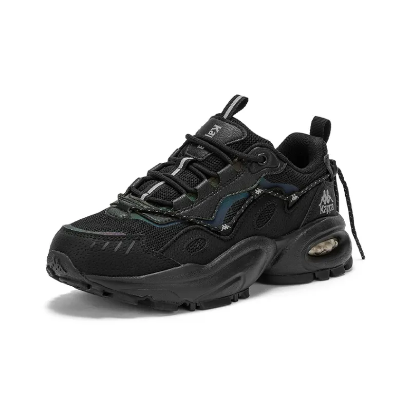 Kappa Cushioning Anti Slip And Wear Resistant Low Top Chunky Sneakers Unisex Black Silver-1