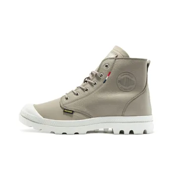 Palladium Pampa Hi Ul Leather II Breathable Wear Resistant Slip Resistant High Top Canvas Shoes Unisex Gray