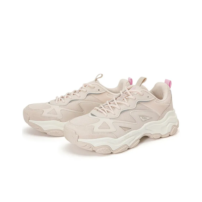 Kappa Cushioning Abrasion Resistant Breathable Coverage Low Top Chunky Sneakers Unisex Light Pink-2
