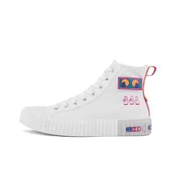Kappa Anti Slip Wear Resistant High Top Canvas Shoes Unisex White