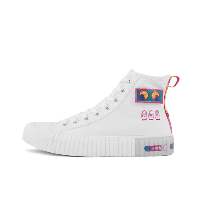Kappa Anti Slip Wear Resistant High Top Canvas Shoes Unisex White-0