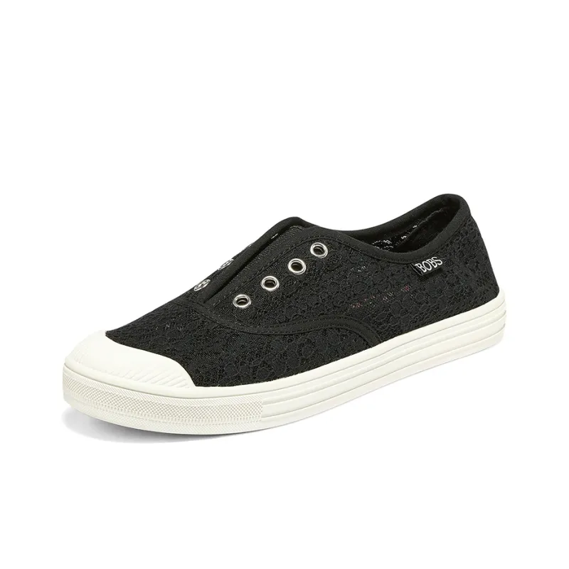 Skechers Wide Fit Anti Slip Wear Resistant Low Top Canvas Shoes Women's Black-2