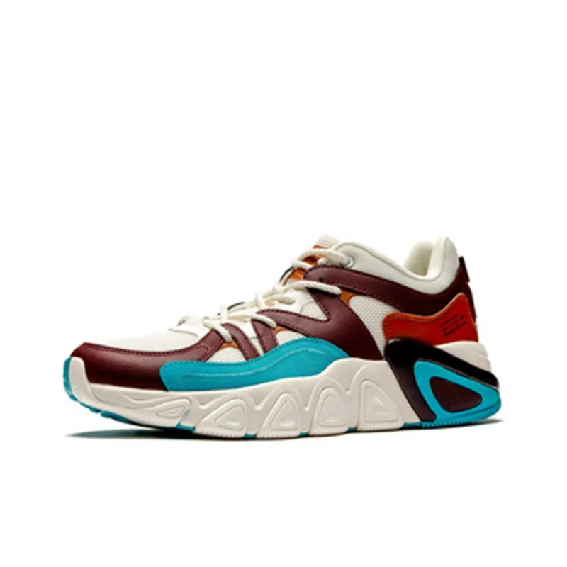 361° Cushioning, Slip Resistant, And Abrasion Resistant Low Top Chunky Sneakers Men's White Brown Blue-2