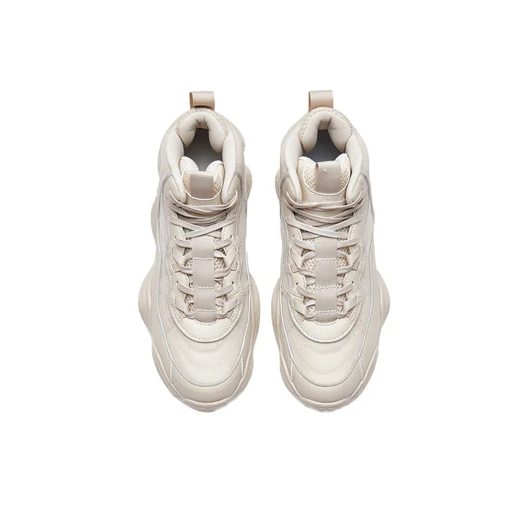 XTEP Anti Slip Wear Resistant High Top Chunky Sneakers Men's Beige-1
