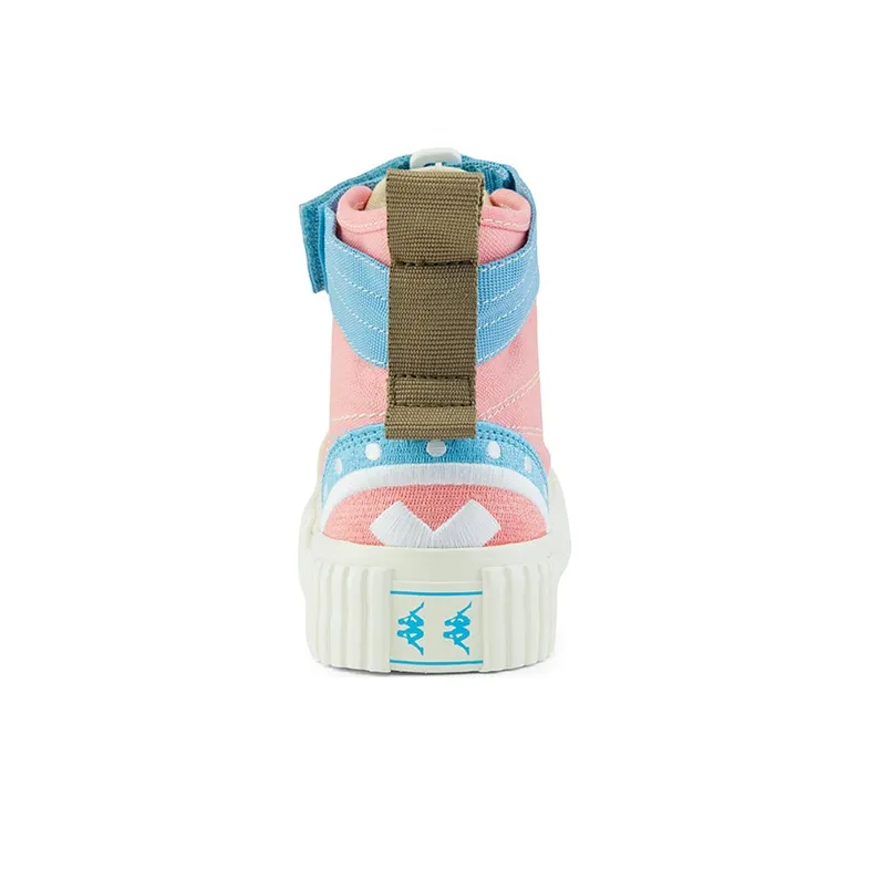Kappa One Piece Abrasion-Resistant High-Top Canvas Shoes Unisex Pink Blue-3