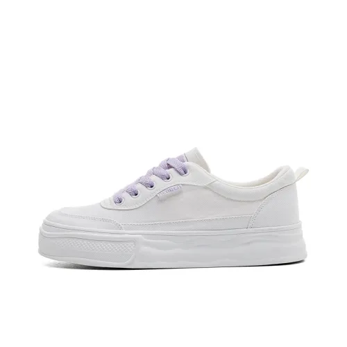 RENBEN Canvas Shoes Women's Low-Top White/Purple